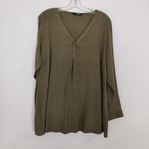 LC Waikiki Maternity Women's Blouse Size 3XL Viscose Olive Black Embroidery Chic